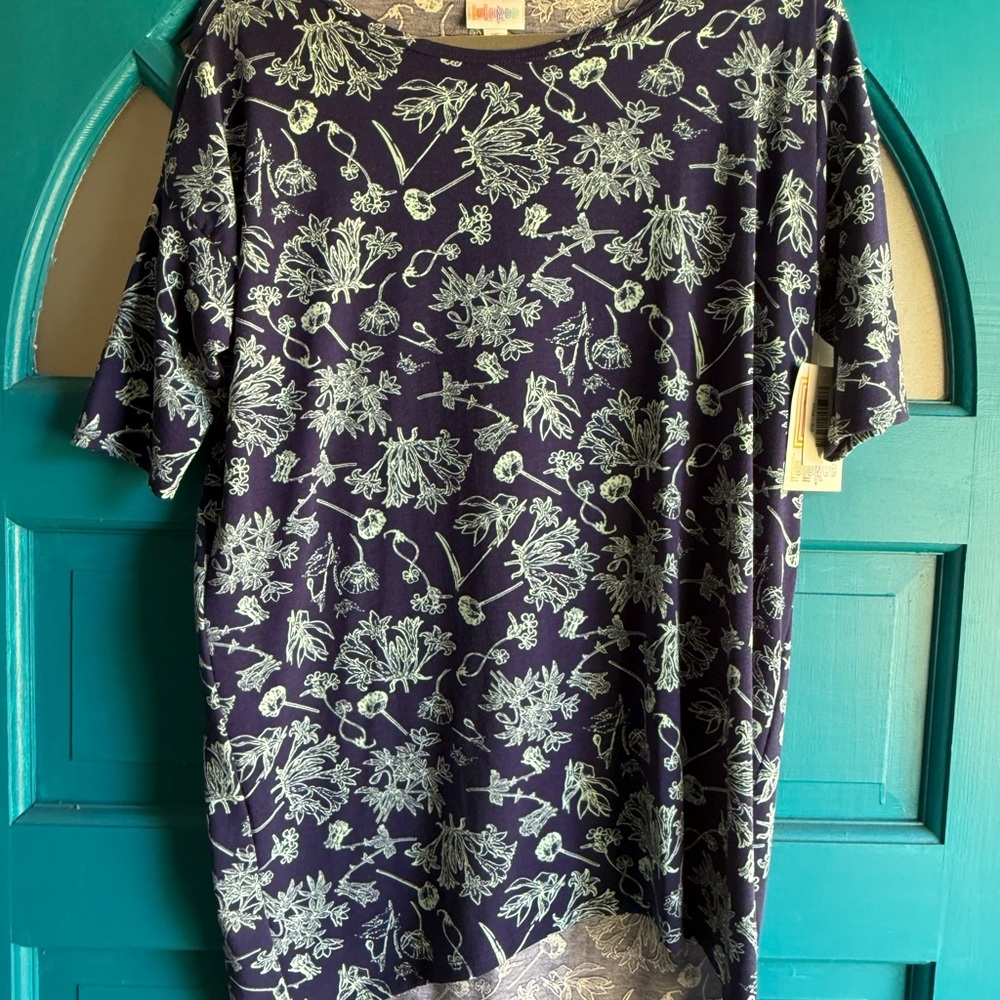LuLaRoe Navy and White Floral Tunic